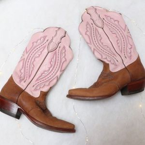 Pink Justin Bent Rail Toe Boots